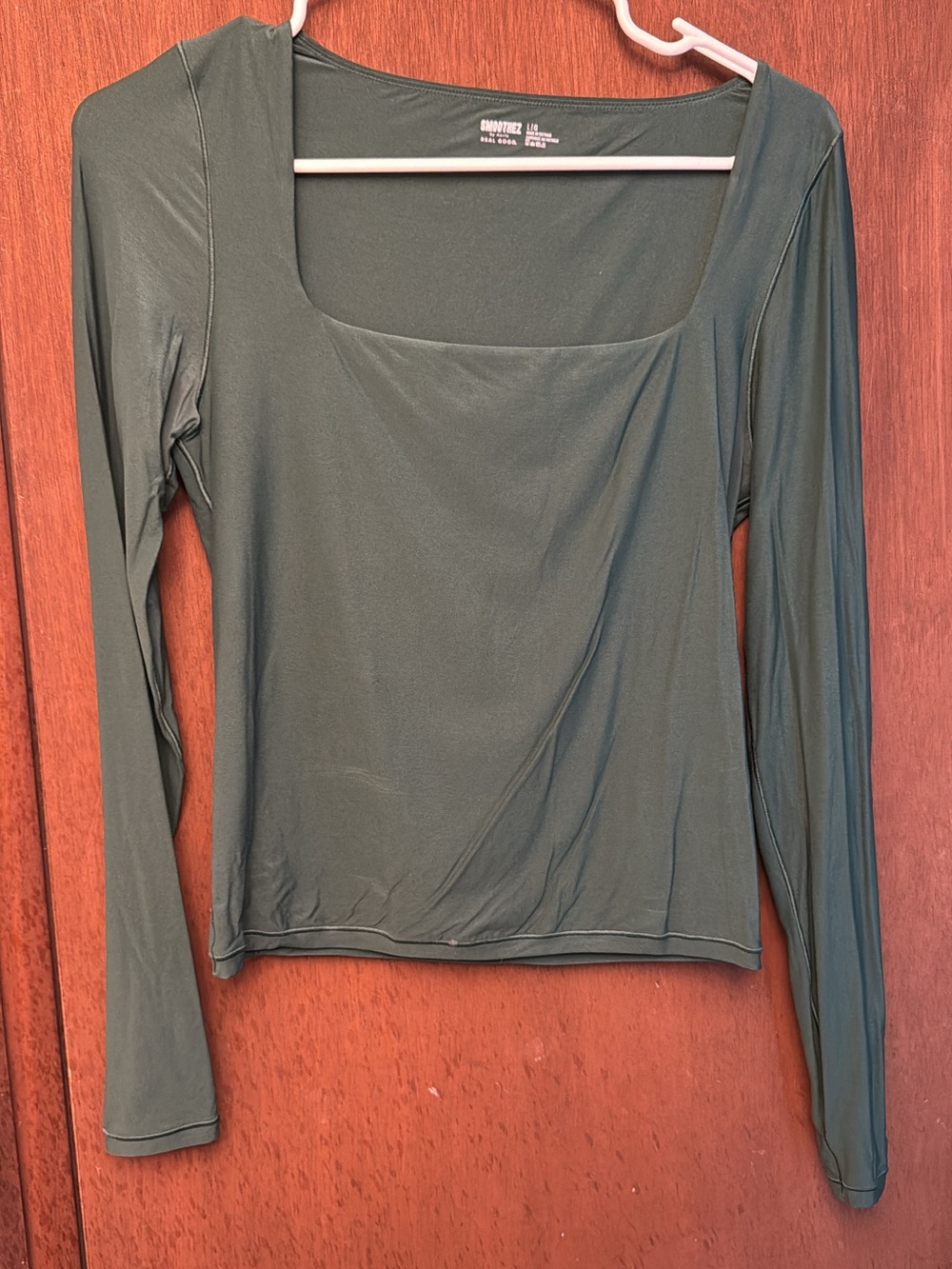 aerie Olive Green Square-Neck Long Sleeve Top